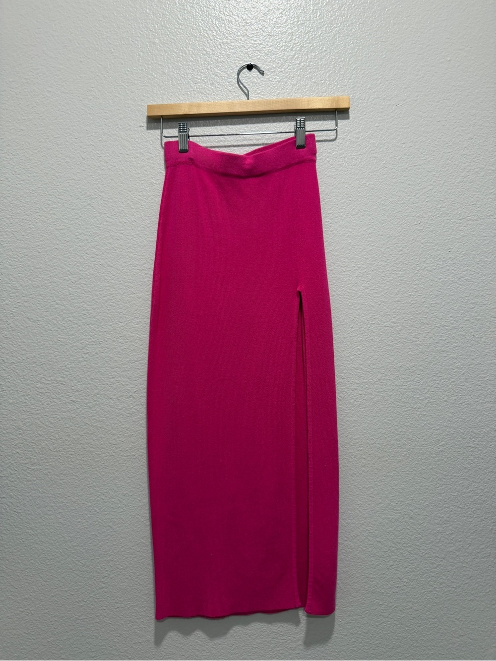 Lulu's Hot Pink Midi Pencil Skirt with Side Slit